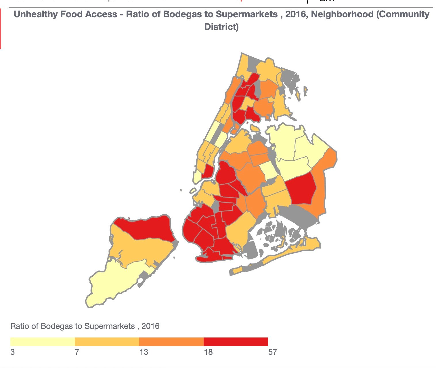 Unhealthy Food Access – The Ratio of Bodegas to Supermarkets