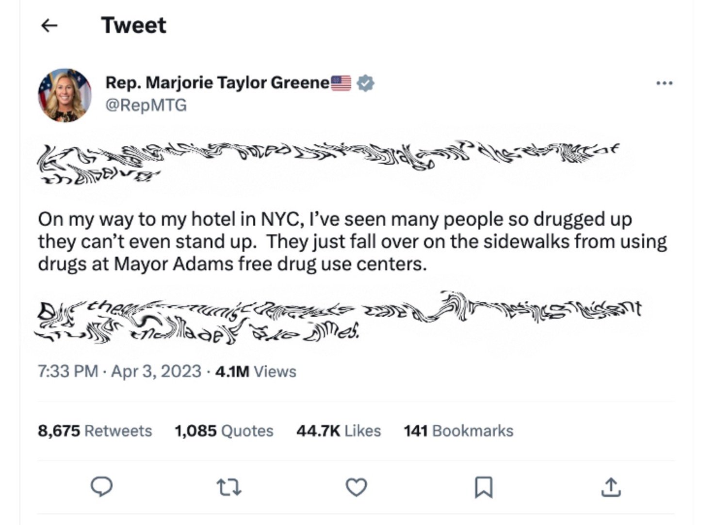 Marjorie Taylor Greene References Harlem’s OnPoint in Tweet